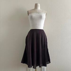handmade brown midi skirt with elastic waistband